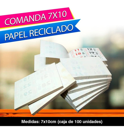 Comandas 7x10 Papel Reciclado Para Restaurantes (pack De 20)