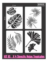 Comprar Kit X 4 Stencil Hojas Tropical Botánica 21x29 Noreste Ideas 
