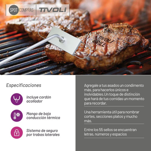 Sellador Marcador De Carne Tivoli Letras Hierro Parrillada
