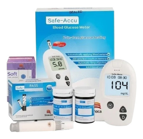 Imagen 7 de 10 de Kit Glucómetro Sinocare Tirillas+lancetas+estuche + Obsequio