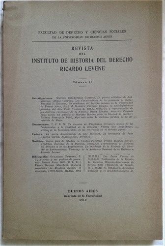 Revista Del Instituto De Historia Del Derecho N° 13 - 1962