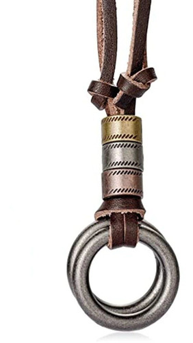 Collar De Cuero Vintage Bohemio Ajustable Dije Metal - D842