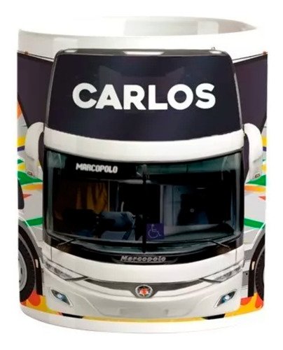 Caneca Ônibus Marcopolo Com Nome Transportadora Motorista 