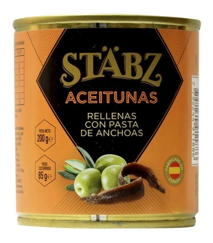 Pack X4 Aceitunas Rellenas C/pasta De Anchoas X200gr Stabz