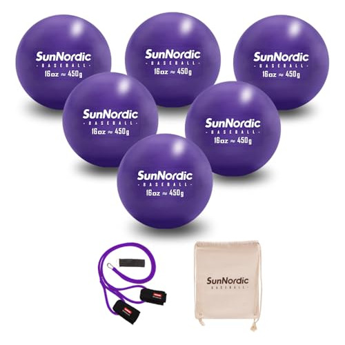 Sunnordic 16 Oz Plyometric Weighted Baseball Set Of 6 With 2