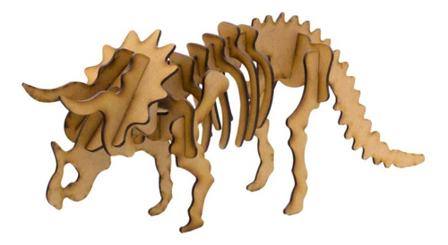 Esqueleto Dinosaurio Triceratops 30 Cm De Madera Armar 3d 