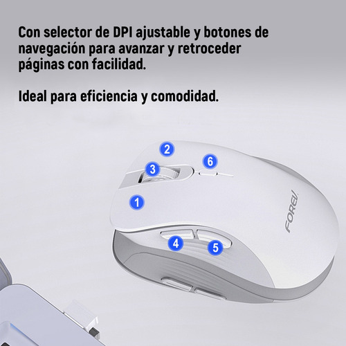 Mouse Inalámbrico Con Botón Lateral Beige Forev Fv-g200