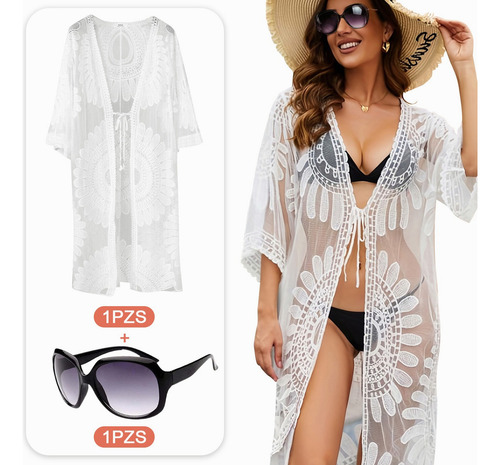N 2pz Mujer Vestido Playa Cubre Bikini Pareos Playeros Gafa