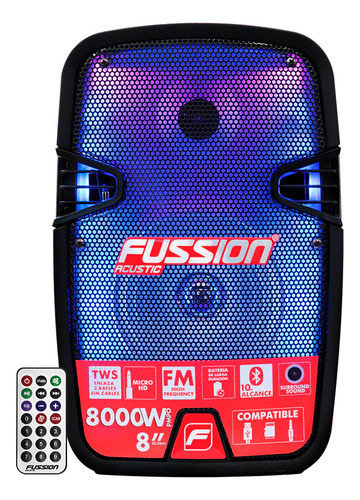 Bocina Fussion Acustic Audio Pro Pbs-8018 Con Bluetooth Negr
