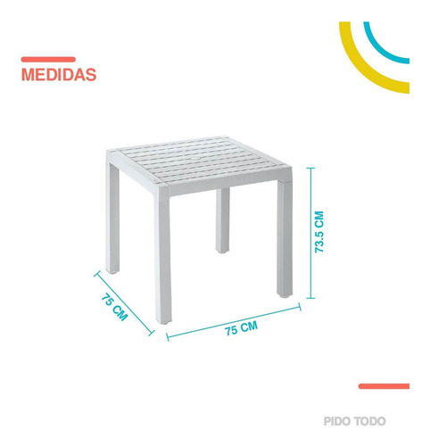 Mesa De Plastico 75x75 Cm Desmontable Cuadrada Baru Color Gris Claro
