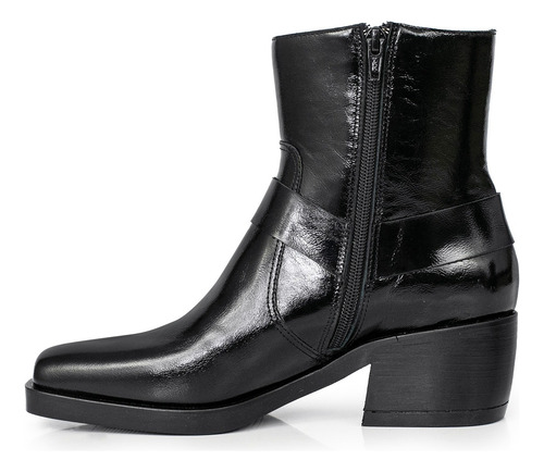 Bota Cuero Mujer Botineta Zapato Texano Taco Goma Briganti