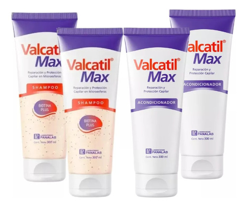 Combo Valcatil Max 2 Shampoo + 2 Acondicionador 300 Ml