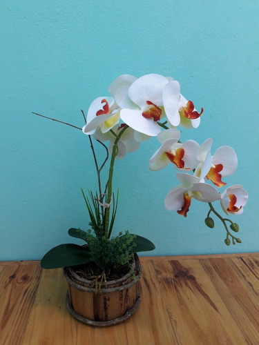 Arranjo De Orquídea Artificial Branca De Silicone