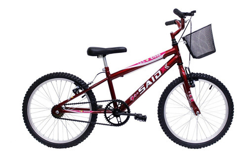 Bicicleta Aro 20 Infantil Feminina Cesta E Rodinha+capacete Cor Vermelho Tamanho do quadro Único