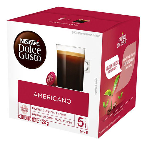 Cápsulas De Café Dolce Gusto Americano Caja De 16 Und