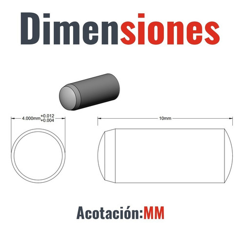 Perno Solido / Dowel Pin Metrico 4 X 10 Mm Empaque 50 Piezas