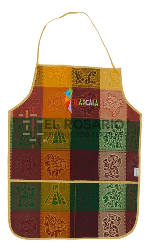 Mandil Artesanal Mexicano - Pedido Personalizado Color Navideño Diseño De La Tela Prehispanica