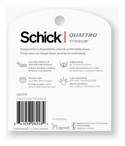 Recambios De Maquinilla De Afeitar Schick Quattro Titanium,