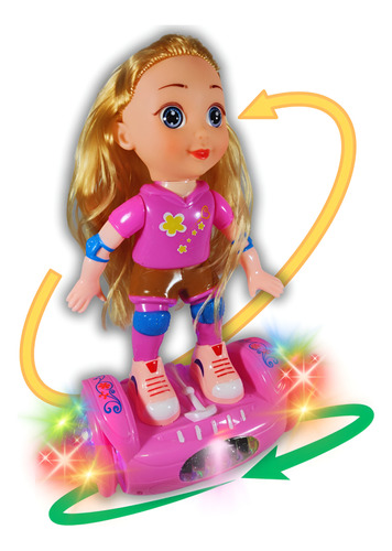 Boneca Dance Hoverboad Skate - Patinadora C/ Musicas E Luzes