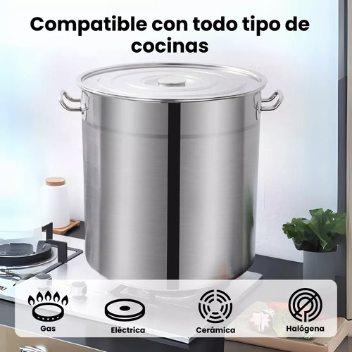 Fondo De Acero Inoxidable De 40 Litros Con Tapa 40cmx40cm