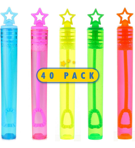 Varitas De Burbujas Multicolor Con Diseño De Estrellas 40 Pz