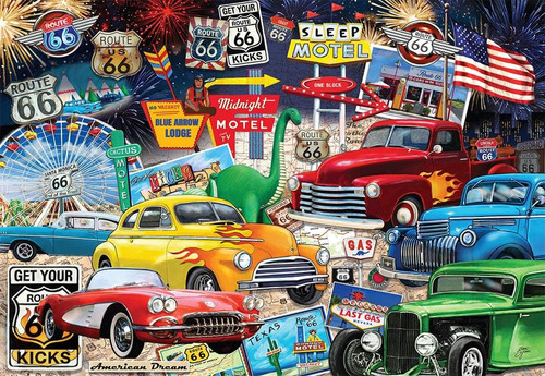 Rompecabezas De Coches Y Camiones Vintage Route 66 De Crown