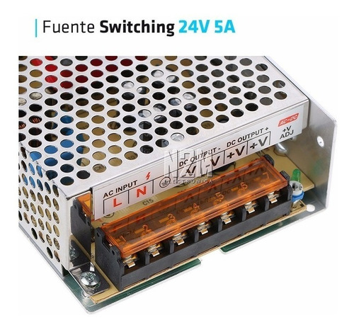 Imagen 3 de 10 de Fuente 24v 5a Metalica Regulada Switching Tira Led Cctv Full
