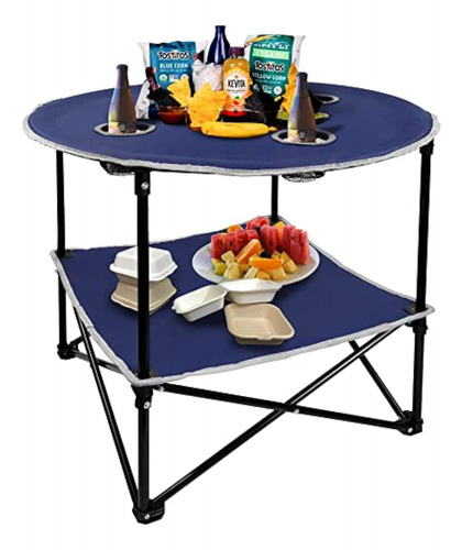 Portable Picnic Table With Shelf Beach Table Outdoor Folding