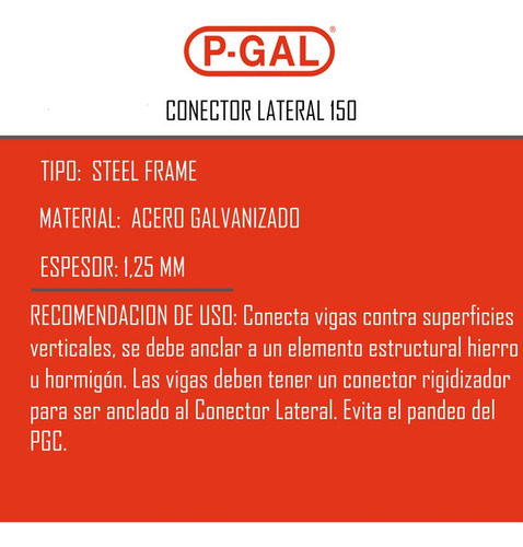 Conector Lateral 150 Columna Perfil Steel Frame X Unidad
