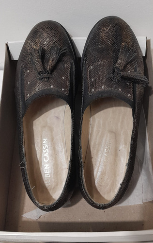 Zapatos Ruben Casin Cuero Reptil Marrón Oscuro 39 (Usado)