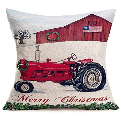 Fundas De Almohada De Navidad Rústicas Bandera America...