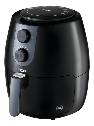 Fritadeira Air Fryer Elétrica Moob Capacidade Para 4 Litros Até 200ºc De Temperatura Timer 60 Minutos Com Desligamento Automático E Aviso Sonoro 1400w De Potência Revestimento Antiaderente 127v