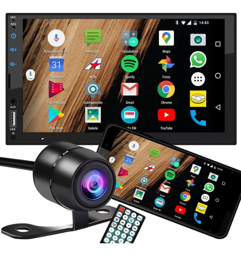 Combo Pantalla Blauline 7 Pulgadas Bt + Camara Retroceso 