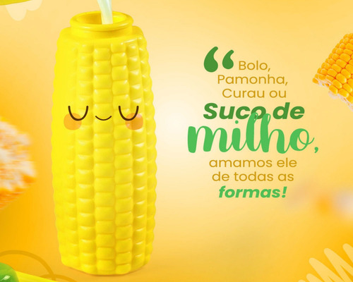 Kit 8 Copos Milho 300ml C/canudo Festa Junina Decoração Agu