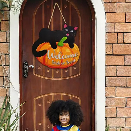 . Cartel De Bienvenida De Halloween Con Forma De Calabaza,