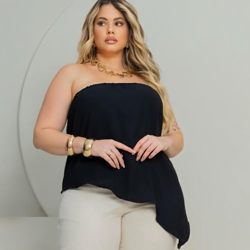 Blusa Feminina Plus Size Tomara Que Caia Com Bojo Elegante