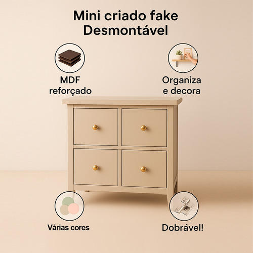 Mesa Cabeceira Decorativa Criado Fake Mdf Decoração Rosa