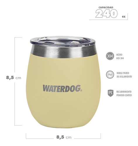 Set Matero Waterdog Termo 750ml + Copon 240ml Doble Pared Amarillo