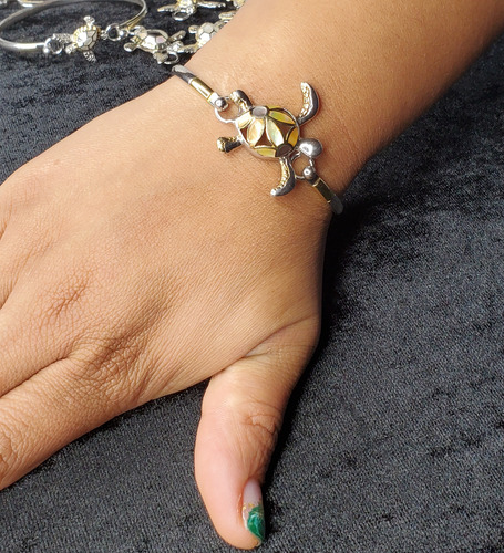 Pulsera Tortuga Kovel Coleccion, Plata, Oro, 18 K Y Nacar