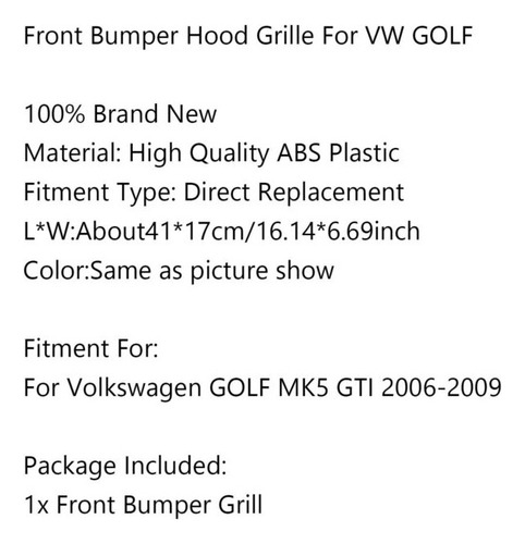 Parrilla De Parachoques Delantera Derecha Para Vw Golf Mk5 G