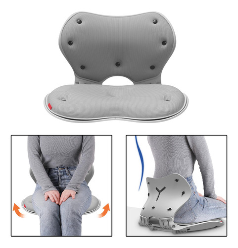 Soporte Lumbar Portátil Espalda Almohada Silla Cojín Gris