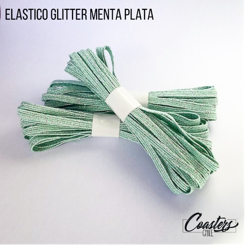 Elastico Glitter Menta Para Agendas