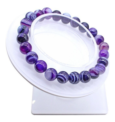 Imagen 2 de 6 de Pulsera De Piedra Natural Purpura Espectacular