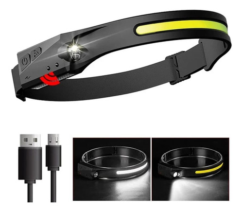 Lampara De Cabeza Led Recargable Con Sensor 2 Tipos De Led