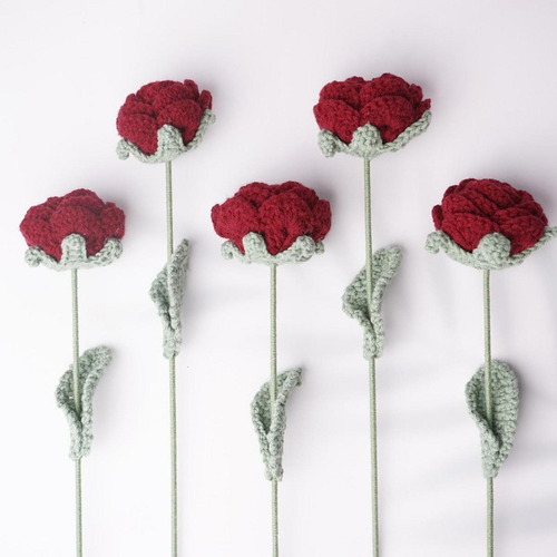 Flor De Crochet Flor De Rosa Artificial Flor Sintética Rose
