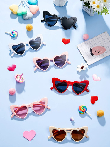 X Paquete De 6 Lentes De Sol En Forma De Corazón For Niños