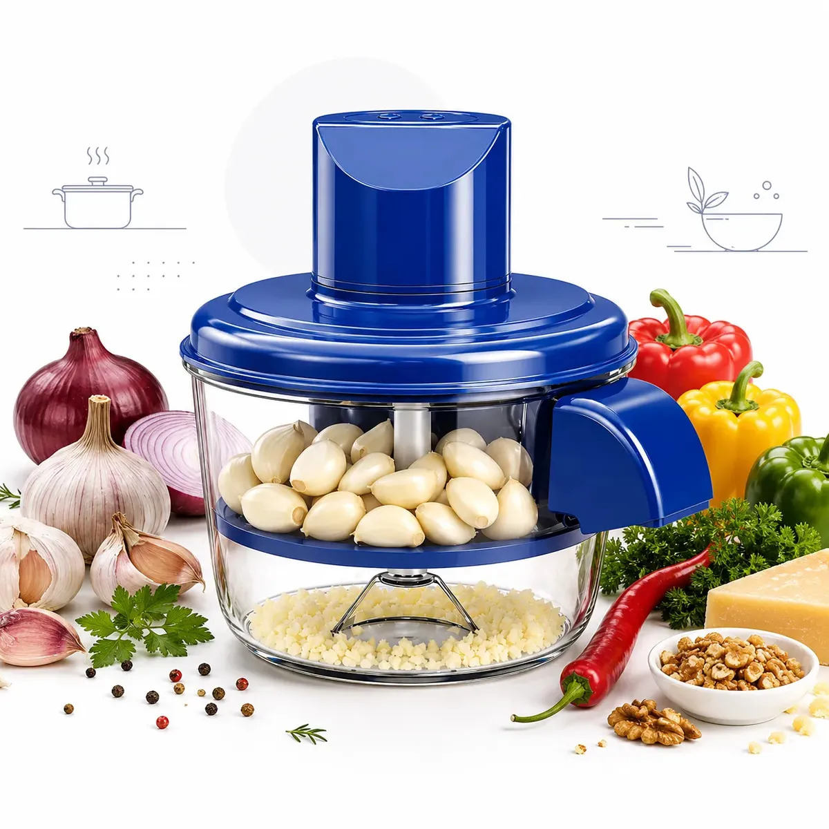 Descascador Elétrico De Alho Frutas Legumes Portátil Sem Fio