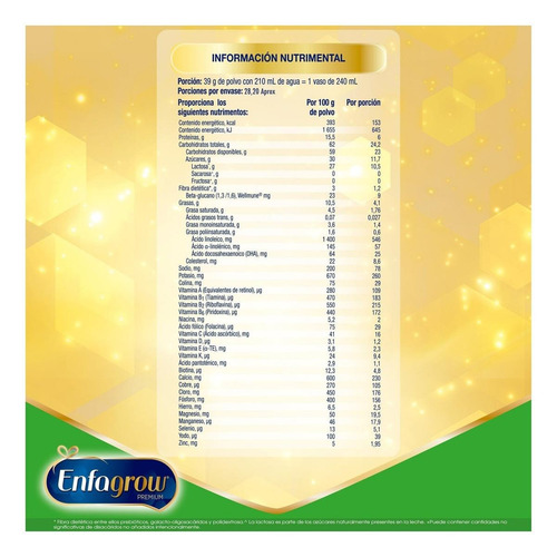 Imagen 3 de 3 de Fórmula infantil en polvo Mead Johnson Enfagrow Premium 4 vainilla en caja 1.1kg