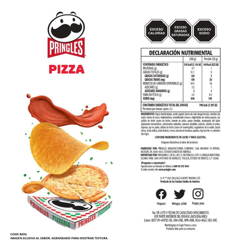 Pringles Sabor Pizza 158g Importados, Sabores De Usa