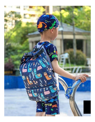 Mochila De Natación Para Niños Con Separación Húmeda Y Seca Color Azul